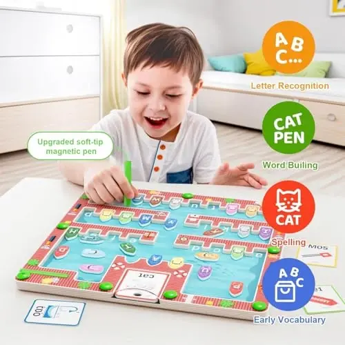 zhiwuzhu Magnetic Alphabet Maze,Montessori Magnetic Maze Board,Alphabet Puzzle Toddler Toys for Ages 2-4,Toddler Preschool Learning Toys - 3