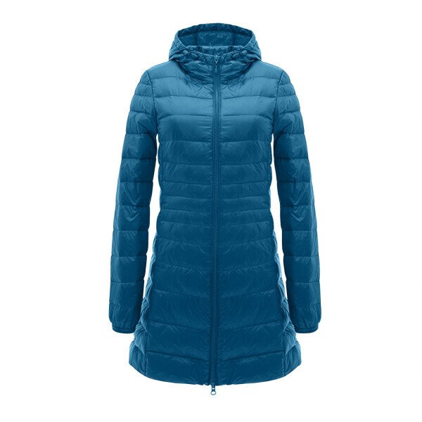 ZHUGeLI Women's Winter Warm Mid-Long Puffer Jacket Plus Size Water Resistant Quilted Jacket with Hood Zipper Packable Down Jacket- - 6