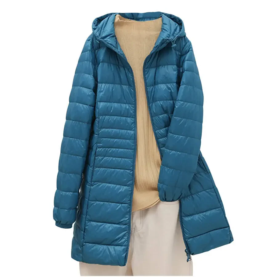 ZHUGeLI Women's Winter Warm Mid-Long Puffer Jacket Plus Size Water Resistant Quilted Jacket with Hood Zipper Packable Down Jacket - 1