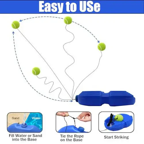 ZHUOKECE Tennis Trainer Rebound Ball, Solo Tennis Training Equipment with 6 String Balls for Self Pracitce Training for Beginners - 5