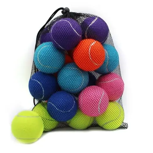 ZHUOKECE Tennis Balls, 18 Pack Training Tennis Balls Practice Balls with Mesh Bag for Easy Transport, Pet Dog Playing Balls, fit for Beginner Training Ball 