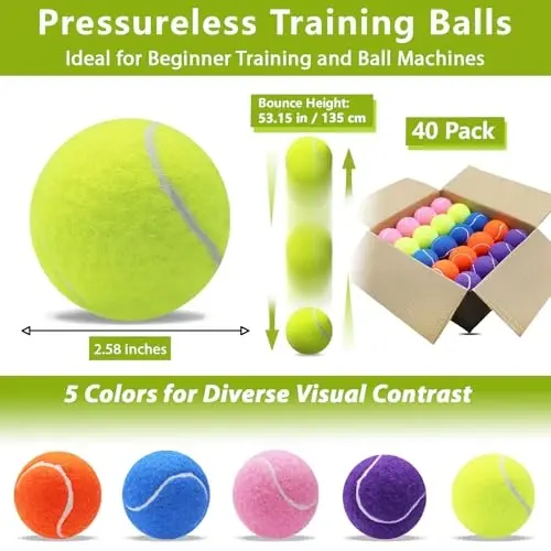 ZHUOKECE Tennis Balls,8/18/40/90 Pack Training Tennis Balls Practice Balls with Mesh Bag for Easy Transport, Pet Dog Playing Balls, fit for Beginner Training Ball - ZHUOKECE (1)