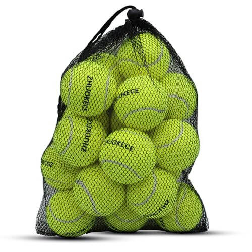 ZHUOKECE Tennis Balls, 18 Pack Training Tennis Balls Practice Balls with Mesh Bag for Easy Transport, Pet Dog Playing Balls, fit for Beginner Training Ball - 2