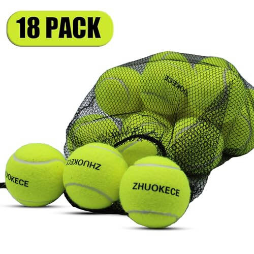 ZHUOKECE Tennis Balls, 18 Pack Training Tennis Balls Practice Balls with Mesh Bag for Easy Transport, Pet Dog Playing Balls, fit for Beginner Training Ball - 3