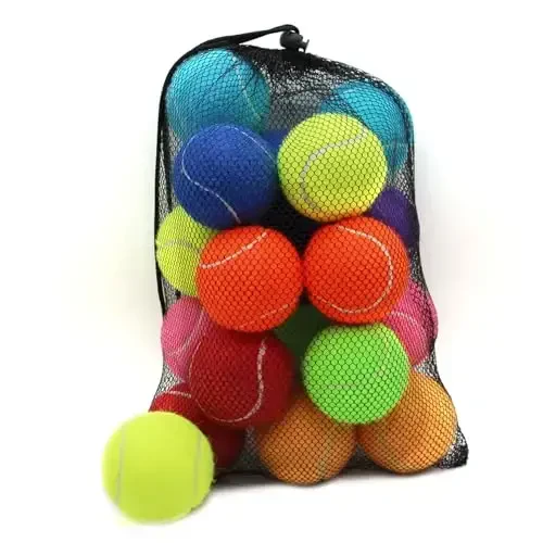 ZHUOKECE Tennis Balls, 18 Pack Training Tennis Balls Practice Balls with Mesh Bag for Easy Transport, Pet Dog Playing Balls, fit for Beginner Training Ball 
