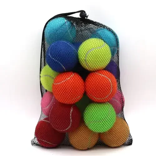 ZHUOKECE Tennis Balls, 18 Pack Training Tennis Balls Practice Balls with Mesh Bag for Easy Transport, Pet Dog Playing Balls, fit for Beginner Training Ball - ZHUOKECE (1)
