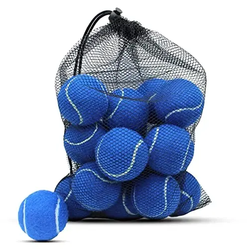 ZHUOKECE Tennis Balls, 18 Pack Training Tennis Balls Practice Balls with Mesh Bag for Easy Transport, Pet Dog Playing Balls, fit for Beginner Training Ball 