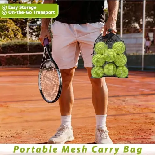 ZHUOKECE Tennis Balls,8/18/40/90 Pack Training Tennis Balls Practice Balls with Mesh Bag for Easy Transport, Pet Dog Playing Balls, fit for Beginner Training Ball - 4
