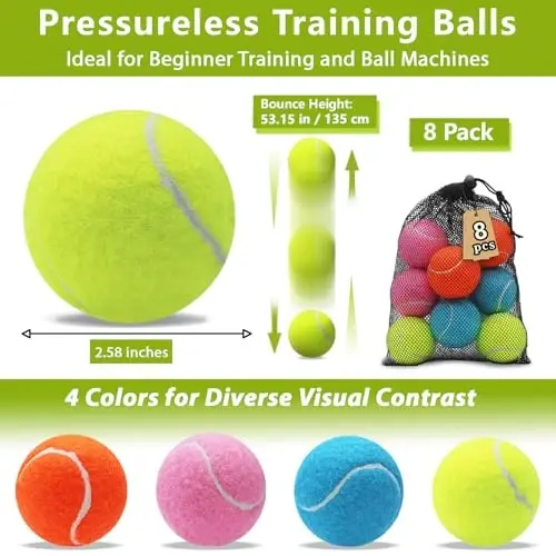 ZHUOKECE Tennis Balls,8/18/40/90 Pack Training Tennis Balls Practice Balls with Mesh Bag for Easy Transport, Pet Dog Playing Balls, fit for Beginner Training Ball - 2