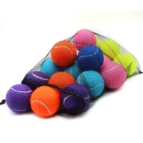 ZHUOKECE tennis to'plari, 18 dona mashg'ulot tennis to'plari, oson tashish uchun to'rli sumka bilan mashq to'plari, uy hayvonlari it o'yin to'plari, boshlang'ich mashg'ulot to'pi uchun mos - 4