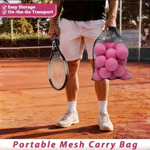 ZHUOKECE tennis to'plari, 18 dona mashg'ulot tennis to'plari, oson tashish uchun to'rli sumka bilan mashq to'plari, uy hayvonlari it o'yin to'plari, boshlang'ich mashg'ulot to'pi uchun mos - 5