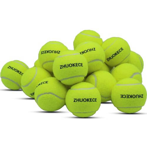 ZHUOKECE Tennis to'plari, 18 dona trening tennis to'plari mashq to'plari oson tashish uchun to'r sumkasi bilan, uy hayvonlari itlari o'ynash to'plari, boshlang'ich mashq to'pi uchun mos - 5