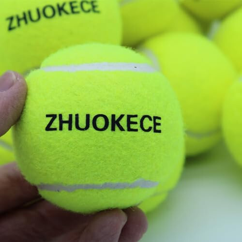 ZHUOKECE Tennis to'plari, 18 dona trening tennis to'plari mashq to'plari oson tashish uchun to'r sumkasi bilan, uy hayvonlari itlari o'ynash to'plari, boshlang'ich mashq to'pi uchun mos - 6