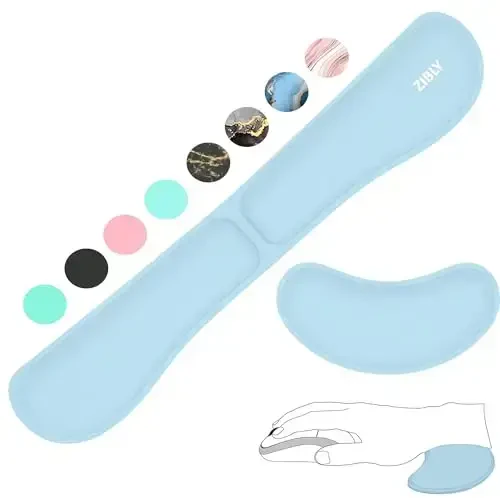 ZIBLY Bilak Bilagi Klaviatura va sichqoncha to'plami - Sirpanmaydigan Ergonomik Bilak yostig'i - Oson yozish, Og'riqni yo'qotish - Uyda ishlash uchun Premium ipaksimon Gel xotira ko'pik O'yin kompyuteri noutbuki - 1