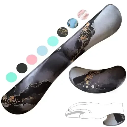 ZIBLY Bilakuzuk Klaviatura va sichqoncha to'plami - Sirpanmaydigan Ergonomik Bilak Yostiq Qo'llab-quvvatlash Yostig'i - Oson Yozish, Og'riqni Qoldirish - Uyda ishlash uchun Premium Ipaksimon Gel Xotira Ko'pigi O'yin Kompyuter Noutbuki - ZIBLY