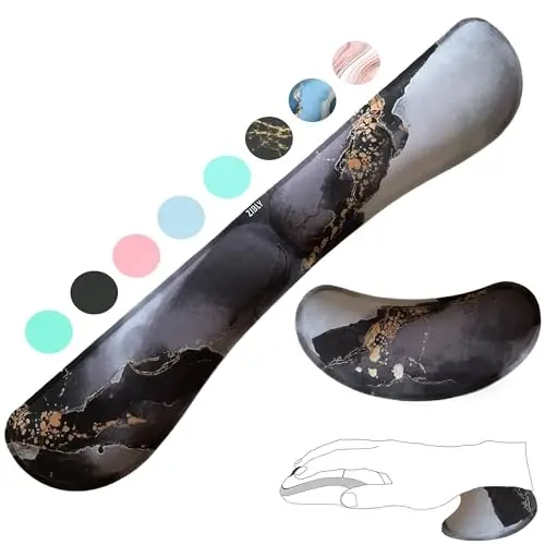 ZIBLY Wrist Rest Keyboard and Mouse Set - Non-Slip Ergonomic Wrist Cushion Support Pad - Easy Typing, Pain Relief – Premium Silky Gel Memory Foam for Work from Home Gaming Computer Laptop - 1