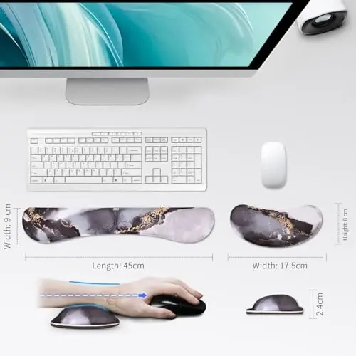 ZIBLY Wrist Rest Keyboard and Mouse Set - Non-Slip Ergonomic Wrist Cushion Support Pad - Easy Typing, Pain Relief – Premium Silky Gel Memory Foam for Work from Home Gaming Computer Laptop - 2