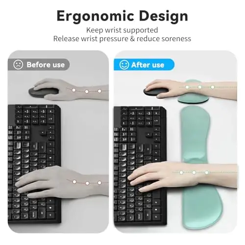 ZIBLY Wrist Rest Keyboard and Mouse Set - Anti-Skid Non Slip Ergonomic Wrist Cushion Support Pad - Easy Typing,Pain Relief - Premium Memory Foam for Work from Home Gaming Computer Laptop - 3