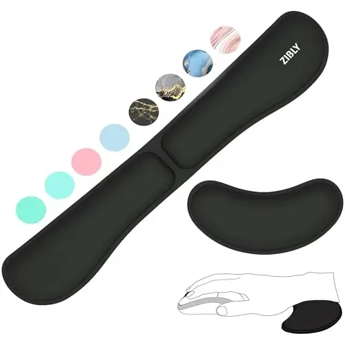 Zibly Ergonomic Gel Keyboard Wrist Rest & Mousepad Rests for Computer, Silky Memory Foam for Typing (Black Combo) - ZIBLY