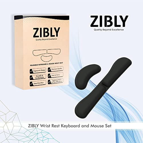 Zibly Ergonomic Gel Keyboard Wrist Rest & Mousepad Rests for Computer, Silky Memory Foam for Typing, Laptop Keyboard and Mouse Desk Pads Support Hand and Arm, 2 Piece Pad for Office and Travel - 9