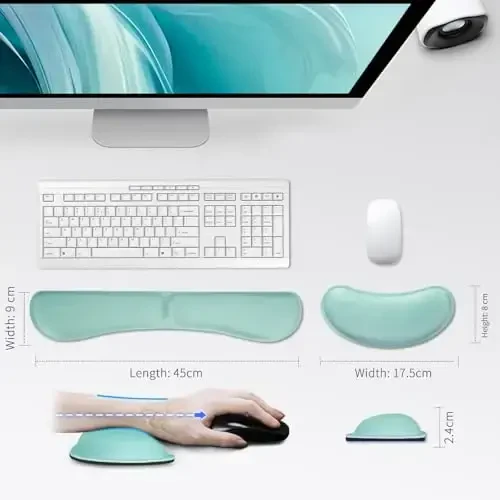 ZIBLY Wrist Rest Keyboard and Mouse Set - Anti-Skid Non Slip Ergonomic Wrist Cushion Support Pad - Easy Typing,Pain Relief - Premium Memory Foam for Work from Home Gaming Computer Laptop - 2
