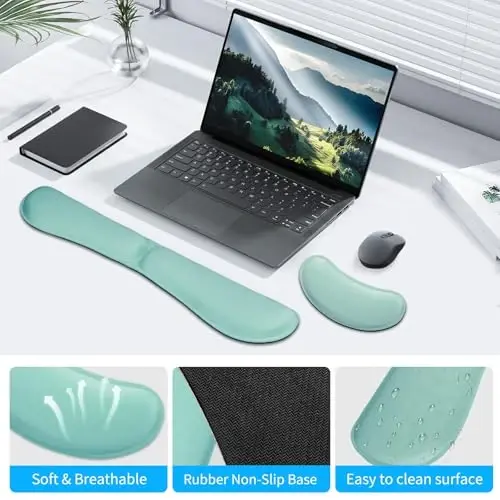 ZIBLY Wrist Rest Keyboard and Mouse Set - Anti-Skid Non Slip Ergonomic Wrist Cushion Support Pad - Easy Typing,Pain Relief - Premium Memory Foam for Work from Home Gaming Computer Laptop - 6