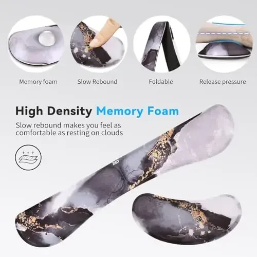 ZIBLY Wrist Rest Keyboard and Mouse Set - Non-Slip Ergonomic Wrist Cushion Support Pad - Easy Typing, Pain Relief – Premium Silky Gel Memory Foam for Work from Home Gaming Computer Laptop - 4