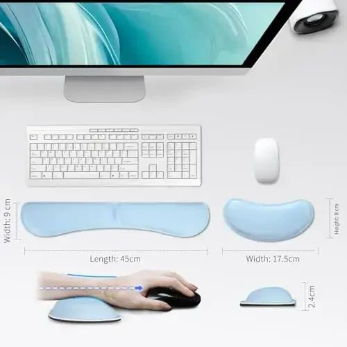 ZIBLY Wrist Rest Keyboard and Mouse Set - Non Slip Ergonomic Wrist Cushion Support Pad - Easy Typing,Pain Relief – Premium Silky Gel Memory Foam for Work from Home Gaming Computer Laptop - 2