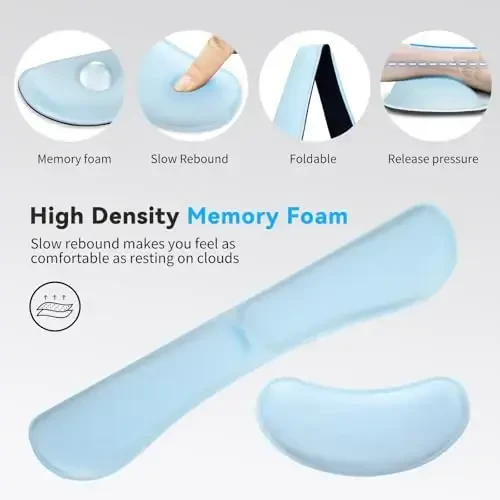 ZIBLY Wrist Rest Keyboard and Mouse Set - Non Slip Ergonomic Wrist Cushion Support Pad - Easy Typing,Pain Relief – Premium Silky Gel Memory Foam for Work from Home Gaming Computer Laptop - 4