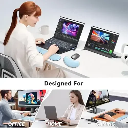 ZIBLY Wrist Rest Keyboard and Mouse Set - Non Slip Ergonomic Wrist Cushion Support Pad - Easy Typing,Pain Relief – Premium Silky Gel Memory Foam for Work from Home Gaming Computer Laptop - 7