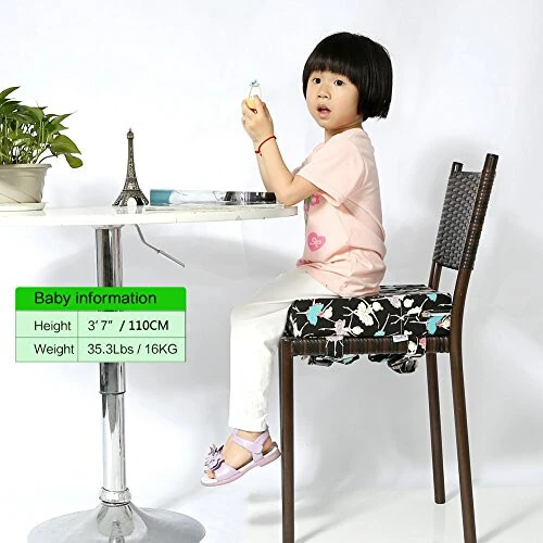 Zicac High Chair Portable Booster Seat Cushion Travel Dining Seat Pad for Toddler Kids Baby Infant Washable Thick Chair Seat Pad (Black) - 5