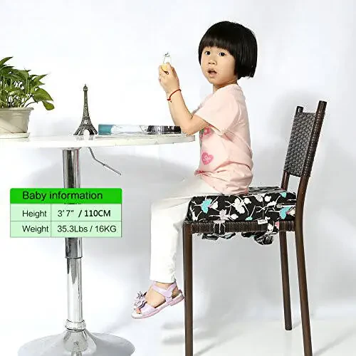 Zicac High Chair Portable Booster Seat Cushion Travel Dining Seat Pad for Toddler Kids Baby Infant Washable Thick Chair Seat Pad (Black) - 5