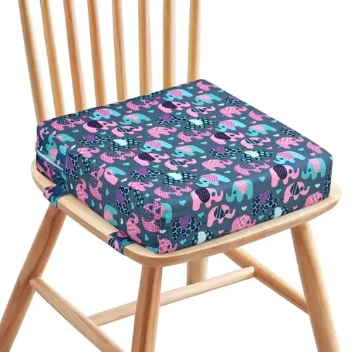 Zicac High Chair Portable Booster Seat Cushion Travel Dining Seat Pad for Toddler Kids Baby Infant Washable Thick Chair Seat Pads (Blue/Pink) 