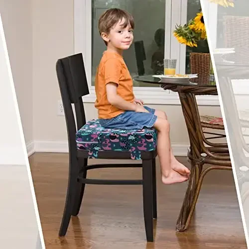 Zicac High Chair Portable Booster Seat Cushion Travel Dining Seat Pad for Toddler Kids Baby Infant Washable Thick Chair Seat Pads (Blue/Pink) - 3