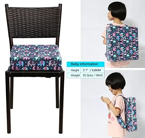 Zicac High Chair Portable Booster Seat Cushion Travel Dining Seat Pad for Toddler Kids Baby Infant Washable Thick Chair Seat Pads (Blue/Pink) - 4