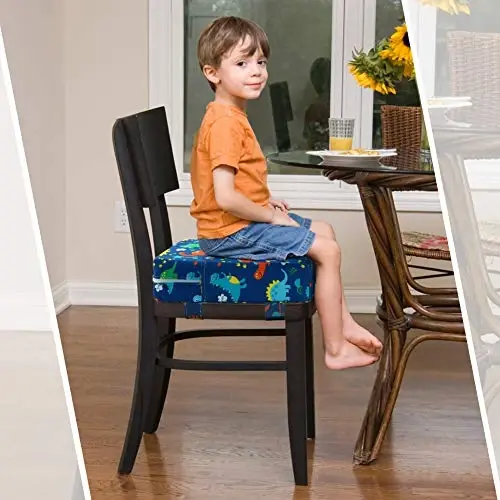 Zicac High Chair Portable Booster Seat Cushion Travel Dining Seat Pad for Toddler Kids Baby Infant Washable Thick Chair Seat Pads (Dark Blue) - ZICAC (1)