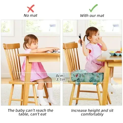 Zicac High Chair Portable Booster Seat Cushion Travel Dining Seat Pad for Toddler Kids Baby Infant Washable Thick Chair Seat Pads (Green) - 2