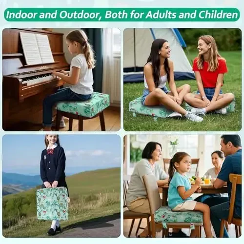 Zicac High Chair Portable Booster Seat Cushion Travel Dining Seat Pad for Toddler Kids Baby Infant Washable Thick Chair Seat Pads (Green) - 3