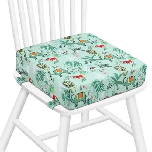 Zicac High Chair Portable Booster Seat Cushion Travel Dining Seat Pad for Toddler Kids Baby Infant Washable Thick Chair Seat Pads (Green) - 1