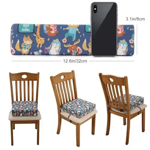 Zicac Ko'chma Bolalar uchun Booster Stul, Oshxona Stoli uchun, Ikki sozlanishi kamarli xavfsiz sirpanmaydigan bolalar uchun Booster Stul, Yuviladigan ajratiladigan kuchli qo'llab-quvvatlovchi yostiq (Binafsha/Sariq) - 3