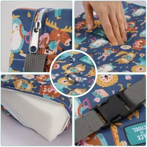 Zicac Ko'chma Bolalar uchun Booster Stul, Oshxona Stoli uchun, Ikki sozlanishi kamarli xavfsiz sirpanmaydigan bolalar uchun Booster Stul, Yuviladigan ajratiladigan kuchli qo'llab-quvvatlovchi yostiq (Binafsha/Sariq) - 4