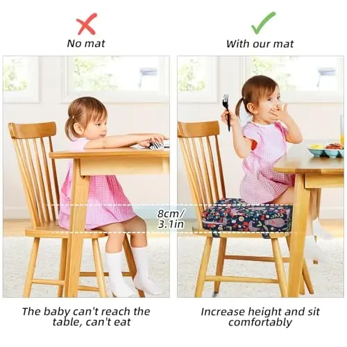 Zicac Portable High Chair Increasing Seat Cushion for Travel Dining Seat Pad for Toddler Kids Baby Infant Washable Thick Chair Seat Pads (Forest Green) - 3