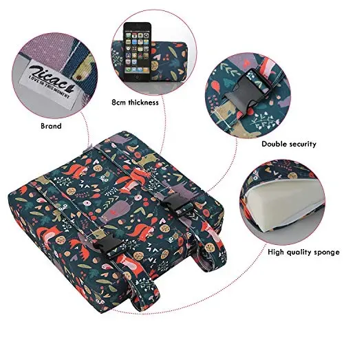 Zicac Portable High Chair Increasing Seat Cushion for Travel Dining Seat Pad for Toddler Kids Baby Infant Washable Thick Chair Seat Pads (Forest Green) - 4