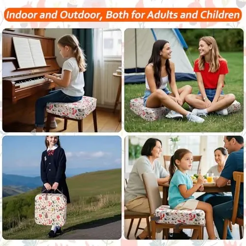 Zicac Portable Seat Cushion Sirpanmaydigan taglik bilan yuviladigan, kichkintoylar uchun kuchli tayanch yostig'i, bolalar chaqaloq (Oq o'rmon) - 3