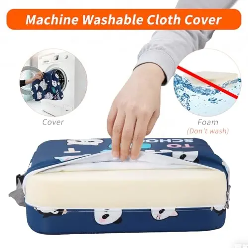 Zicac Portable Seat Cushion Washable with Non-Slip Bottom, Detachable Strong Support Cushion for Toddler Kids Baby Infant (Blue Cat) - 3