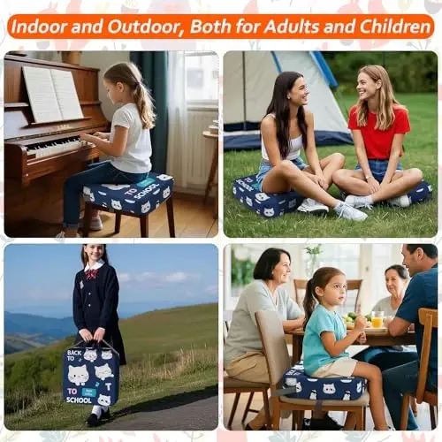 Zicac Portable Seat Cushion Washable with Non-Slip Bottom, Detachable Strong Support Cushion for Toddler Kids Baby Infant (Blue Cat) - 5