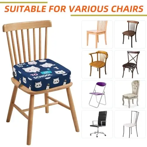 Zicac Portable Seat Cushion Washable with Non-Slip Bottom, Detachable Strong Support Cushion for Toddler Kids Baby Infant (Blue Cat) - 6