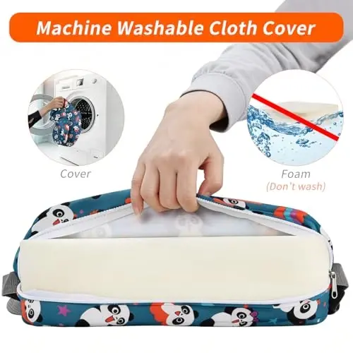 Zicac Portable Seat Cushion Washable with Non-Slip Bottom, Detachable Strong Support Cushion for Toddler Kids Baby Infant (Cyan Panda) - 3