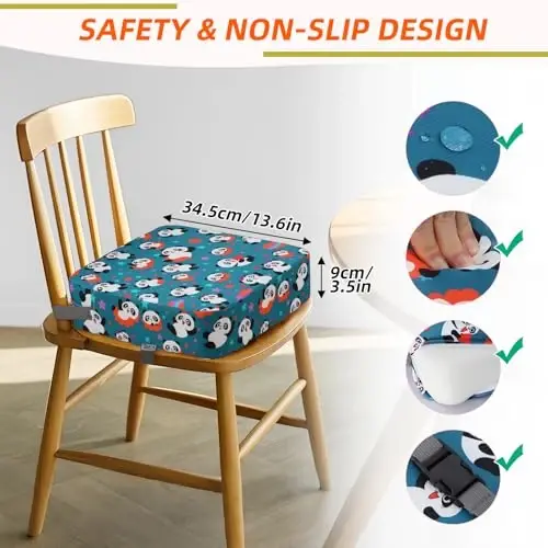 Zicac Portable Seat Cushion Washable with Non-Slip Bottom, Detachable Strong Support Cushion for Toddler Kids Baby Infant (Cyan Panda) - 4