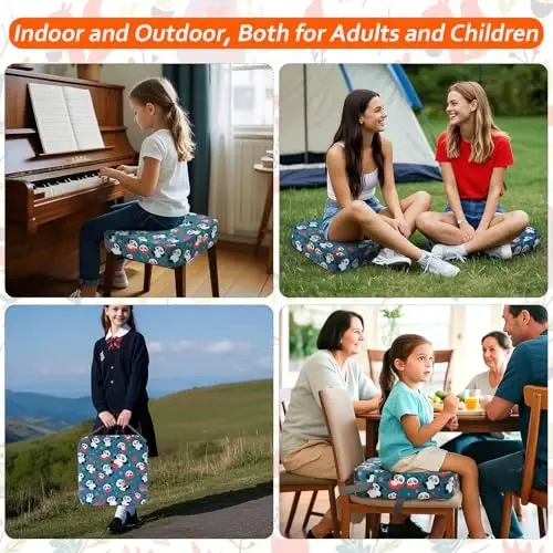 Zicac Portable Seat Cushion Washable with Non-Slip Bottom, Detachable Strong Support Cushion for Toddler Kids Baby Infant (Cyan Panda) - 5